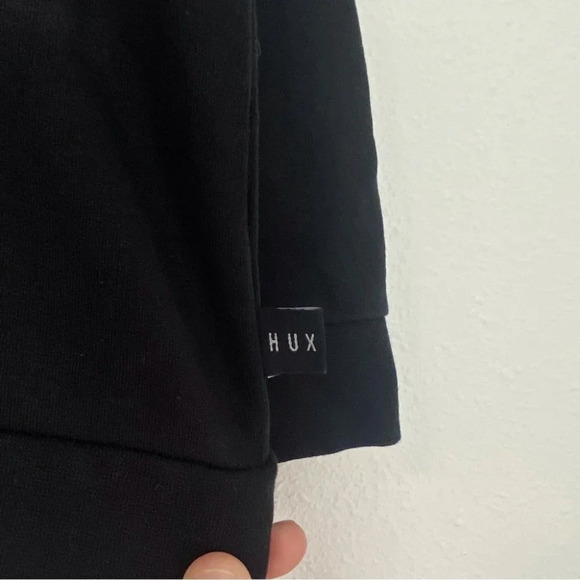 Huxbaby sweat jacket black zip front bear appliqué collarless size 4 years - Picture 9 of 12